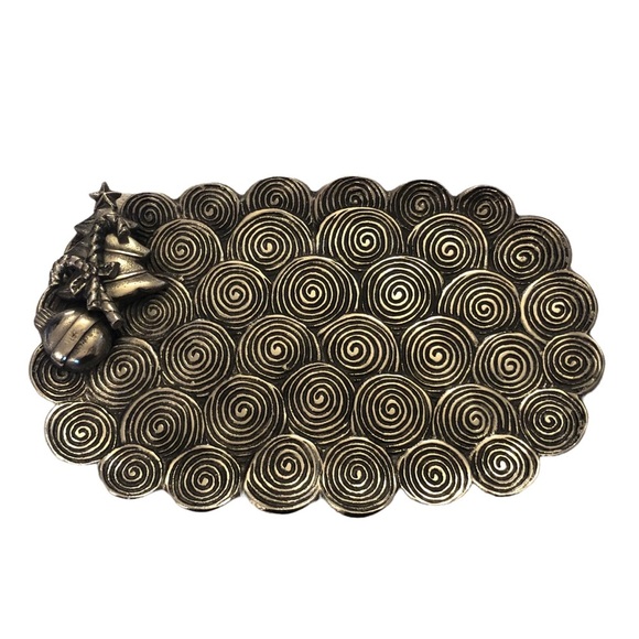 MudPie Swirlie Silver Christmas Serving Platter - Picture 6 of 10